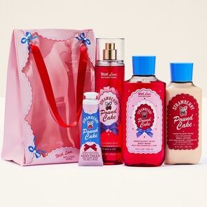 Bath & Body Works Strawberry Pound Cake Gift Set - Pink & Blue Accents